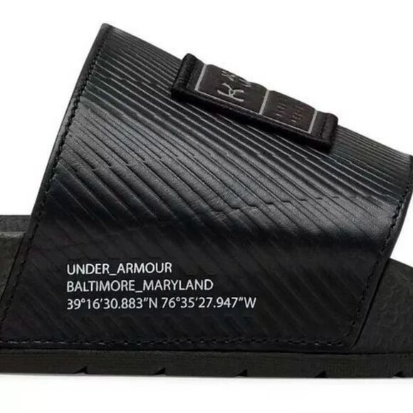 Under Armour UA Core Remix Leather Unisex Slides 3022058-001 Black Size 10 NWT main image 7